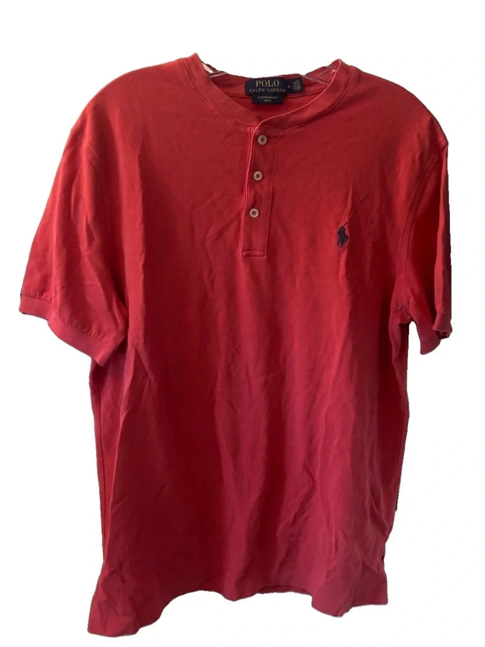 Polo Ralph Lauren Pink Featherweight Mesh Short-Sleeve Henley Polo Navy Pony